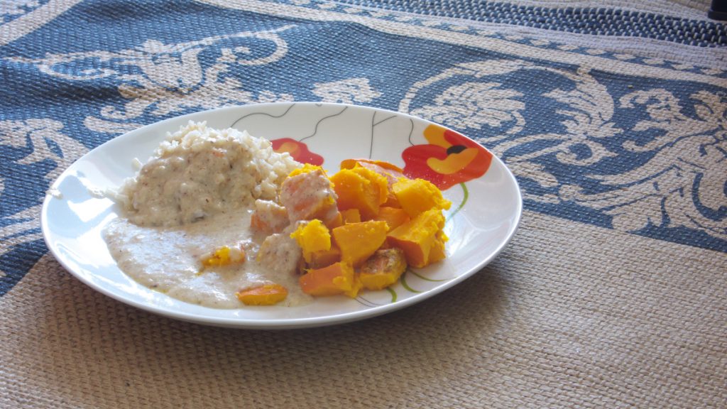 Hokkaido Kürbis mit und Wildreis mit Haselnusssauce